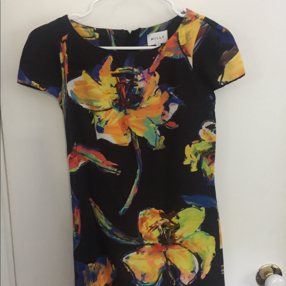 Milky floral print cotton blend mini